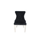 Black Velvet Dining Chair with Lion Knocker and Chrome Legs