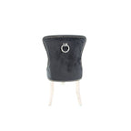 Black Velvet Dining Chair with Ring Knocker and Chrome Legs