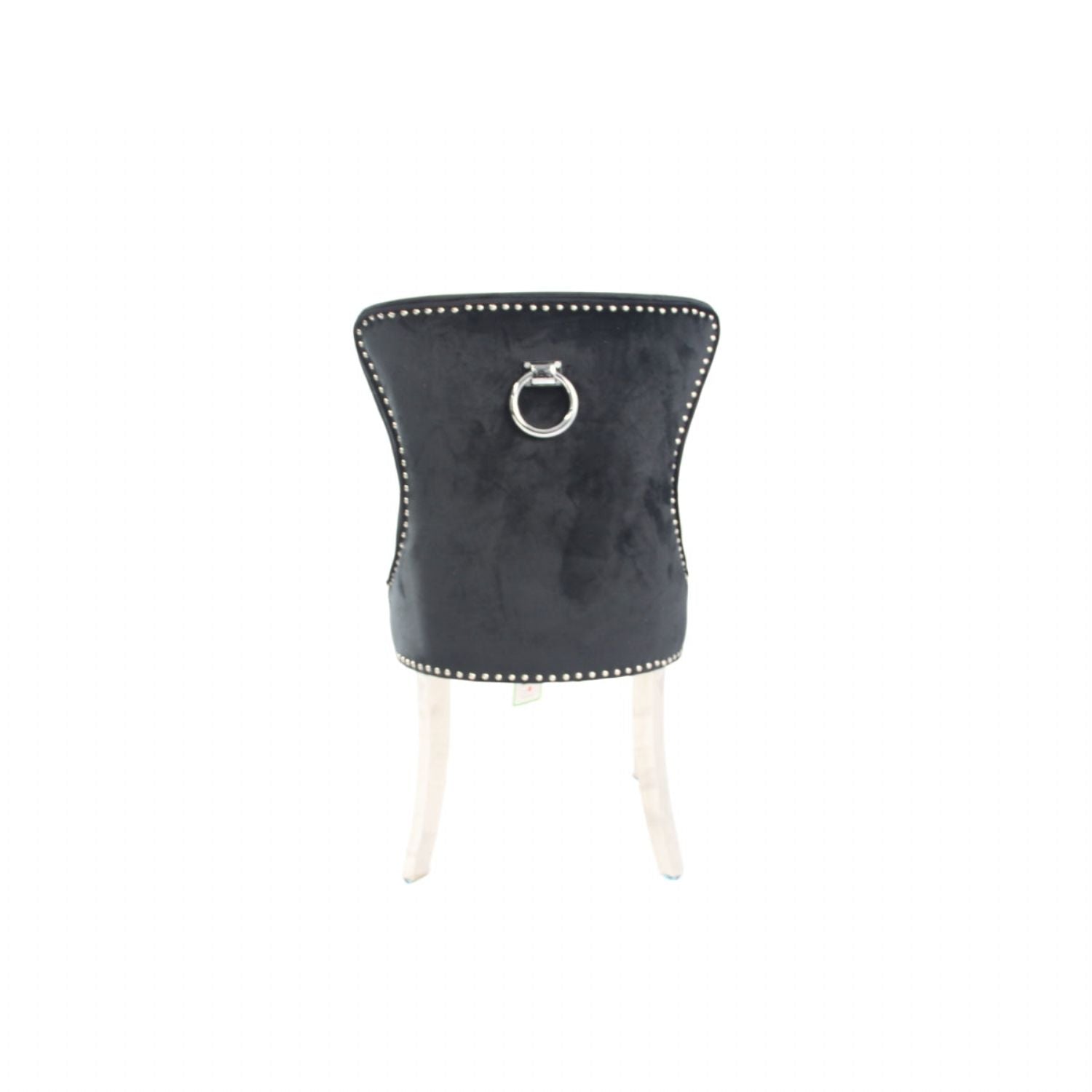 Black Velvet Dining Chair with Ring Knocker and Chrome Legs