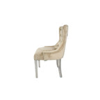 Cream Velvet Dining Chair with Lion Knocker and Chrome Legs