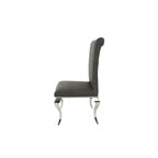 Dark Grey PU Leather Dining Chair with Chrome Legs