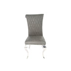 Dark Grey PU Leather Dining Chair with Chrome Legs