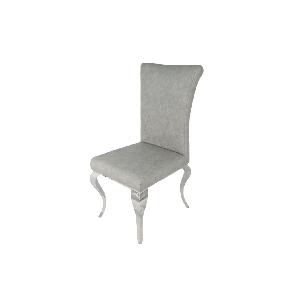 Light Grey PU Leather Dining Chair with Chrome Legs