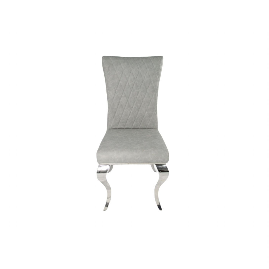 Light Grey PU Leather Dining Chair with Chrome Legs