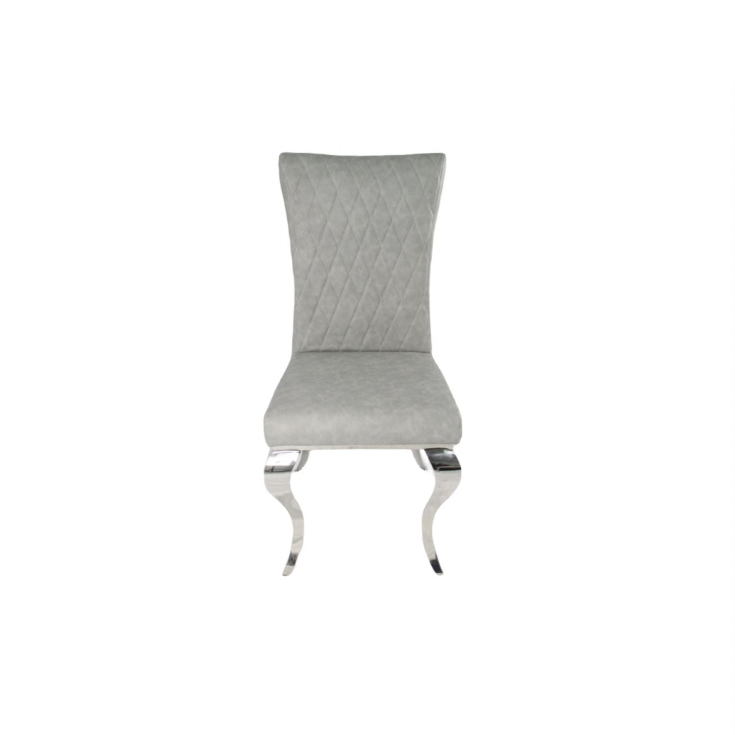 Light Grey PU Leather Dining Chair with Chrome Legs
