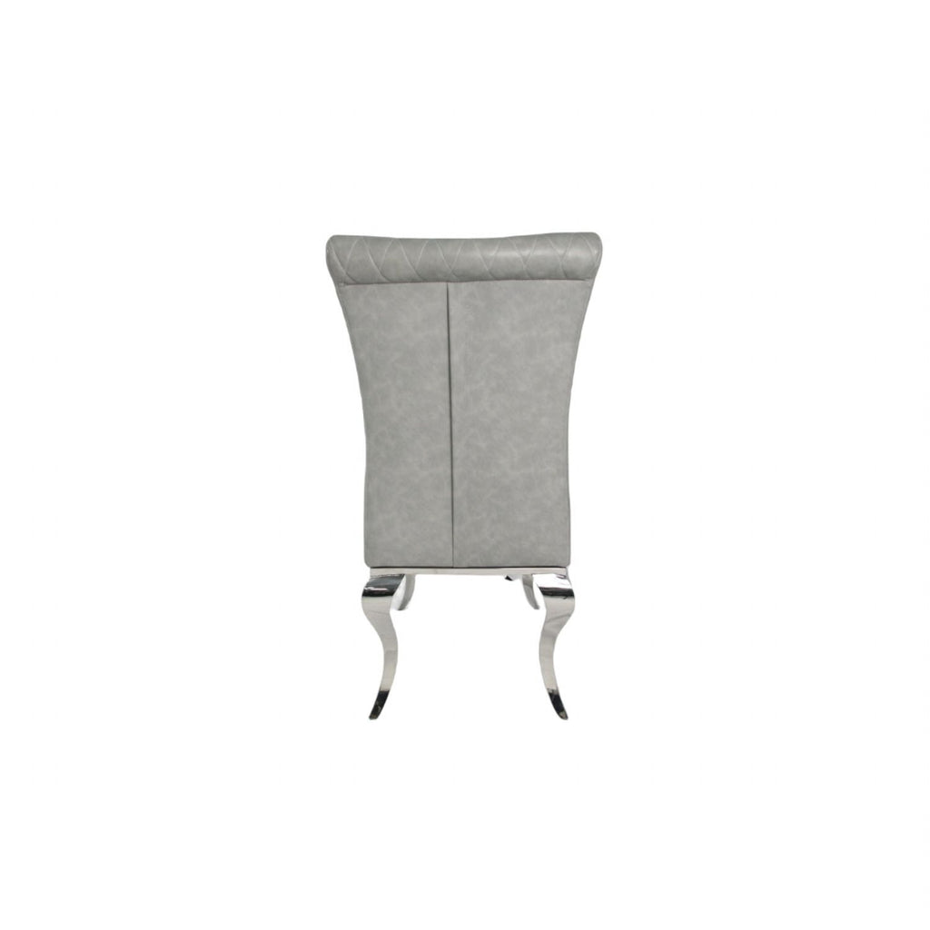 Light Grey PU Leather Dining Chair with Chrome Legs