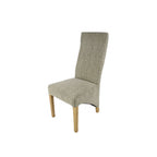 Mixed Brown Fabric Dining Chair with Oak Legs