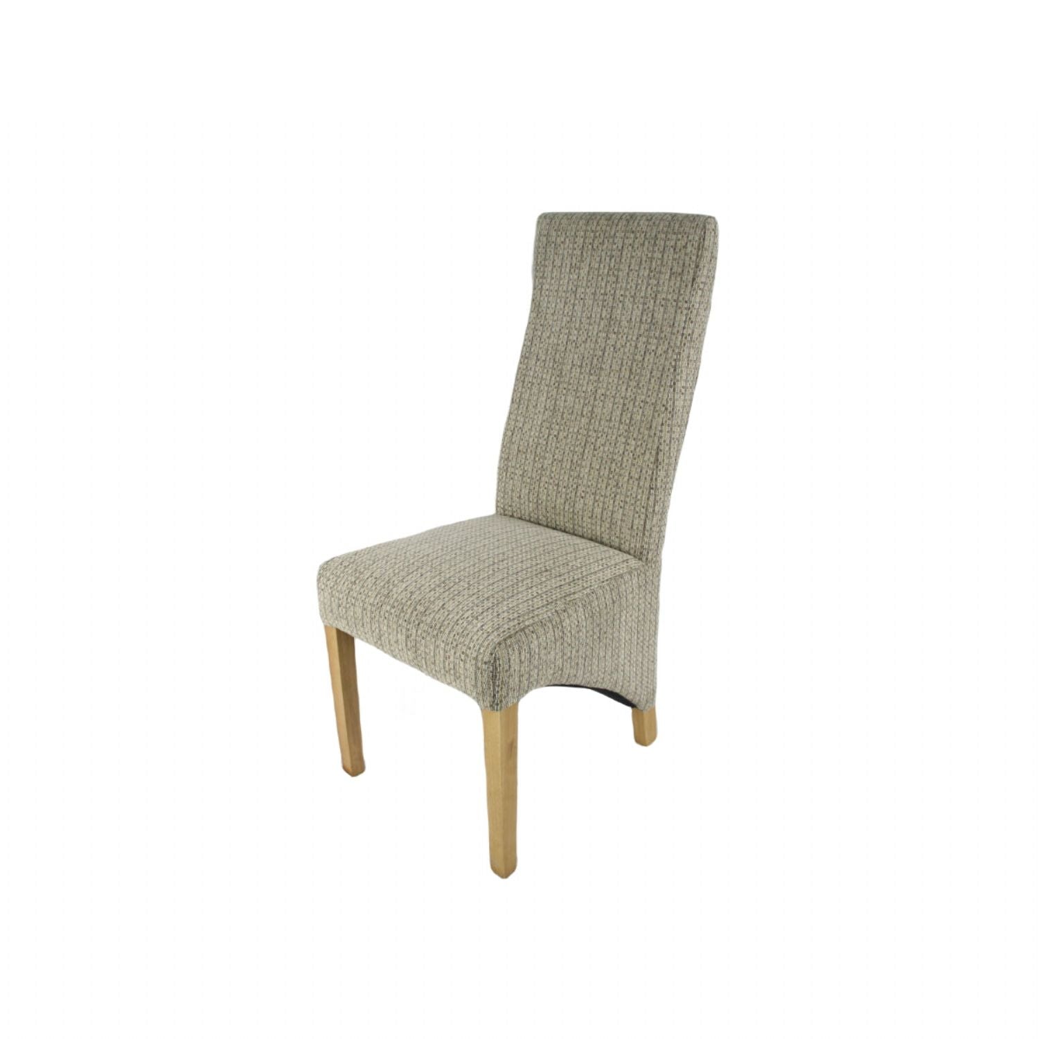 Mixed Brown Fabric Dining Chair with Oak Legs