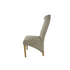 Mixed Brown Fabric Dining Chair with Oak Legs