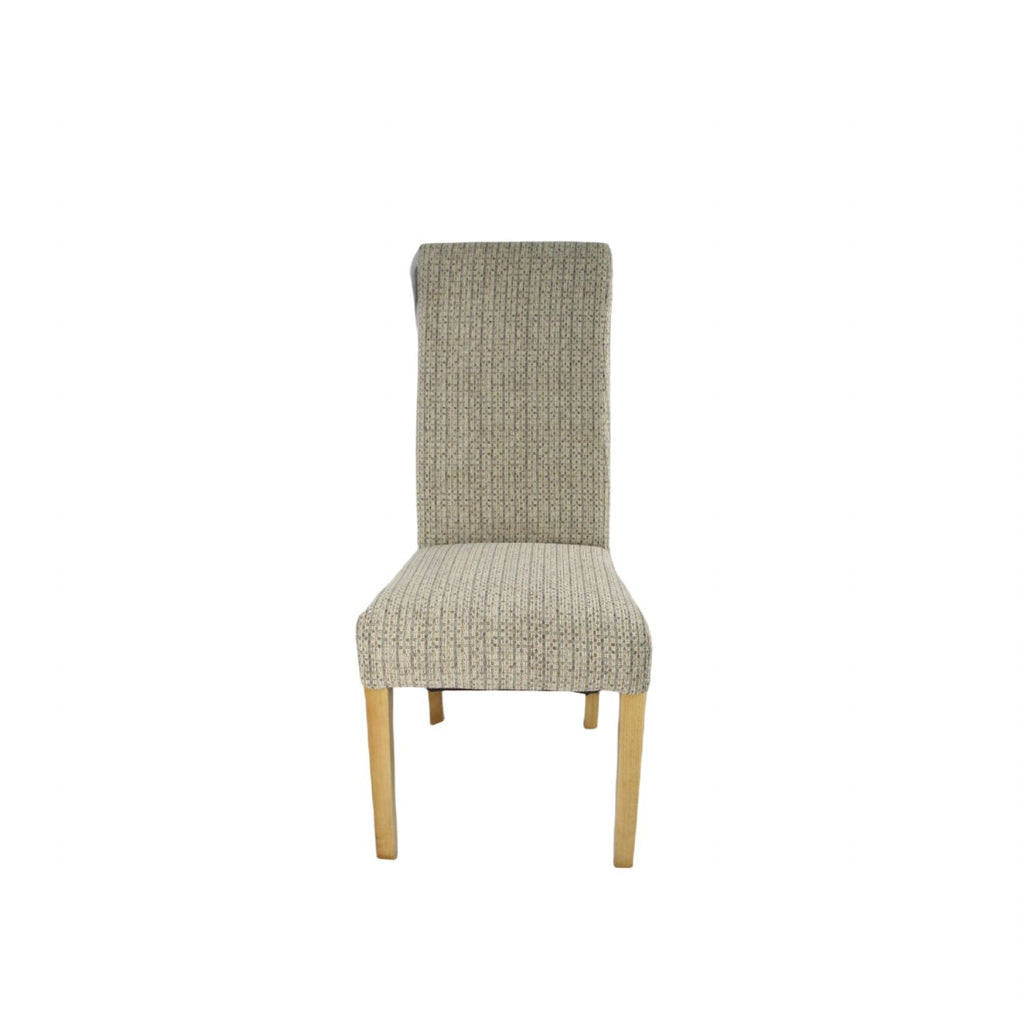 Mixed Brown Fabric Dining Chair with Oak Legs