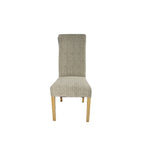 Mixed Brown Fabric Dining Chair with Oak Legs
