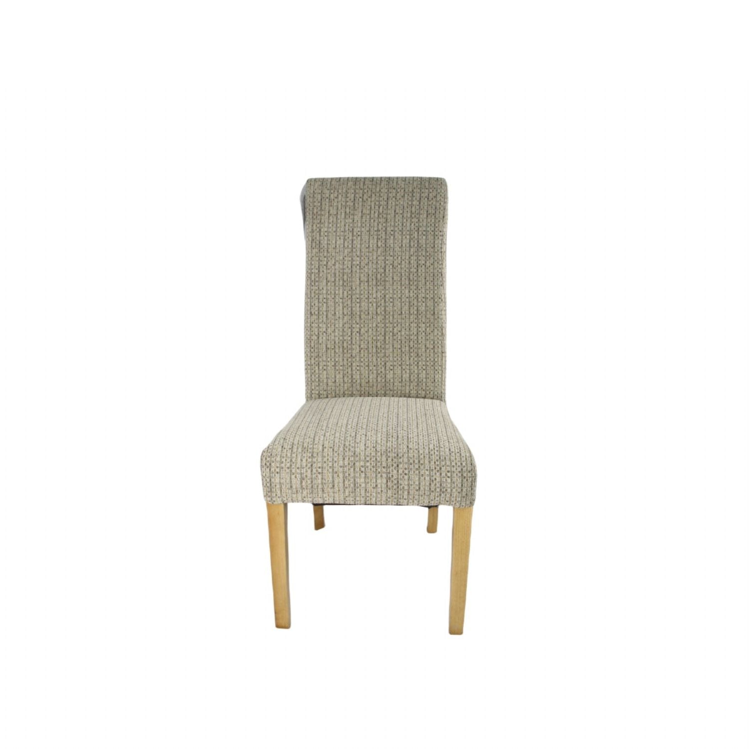 Mixed Brown Fabric Dining Chair with Oak Legs