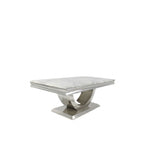 White Marble Effect Coffee Table with Chrome U Shape Pedestal Base