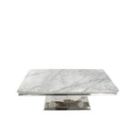 White Marble Effect Coffee Table with Chrome U Shape Pedestal Base