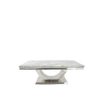 White Marble Effect Coffee Table with Chrome U Shape Pedestal Base