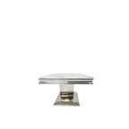 White Marble Effect Coffee Table with Chrome U Shape Pedestal Base