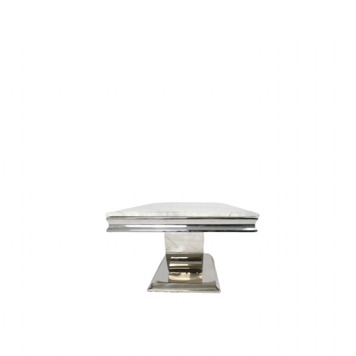 White Marble Effect Coffee Table with Chrome U Shape Pedestal Base