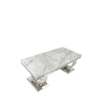 White Marble Effect Coffee Table with Chrome Circular Pedestal Base