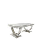 White Marble Effect Coffee Table with Chrome Circular Pedestal Base