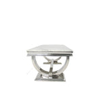 White Marble Effect Coffee Table with Chrome Circular Pedestal Base