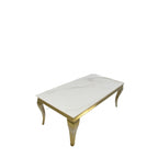 White Marble Effect Coffee Table with Gold Italian Style Frame