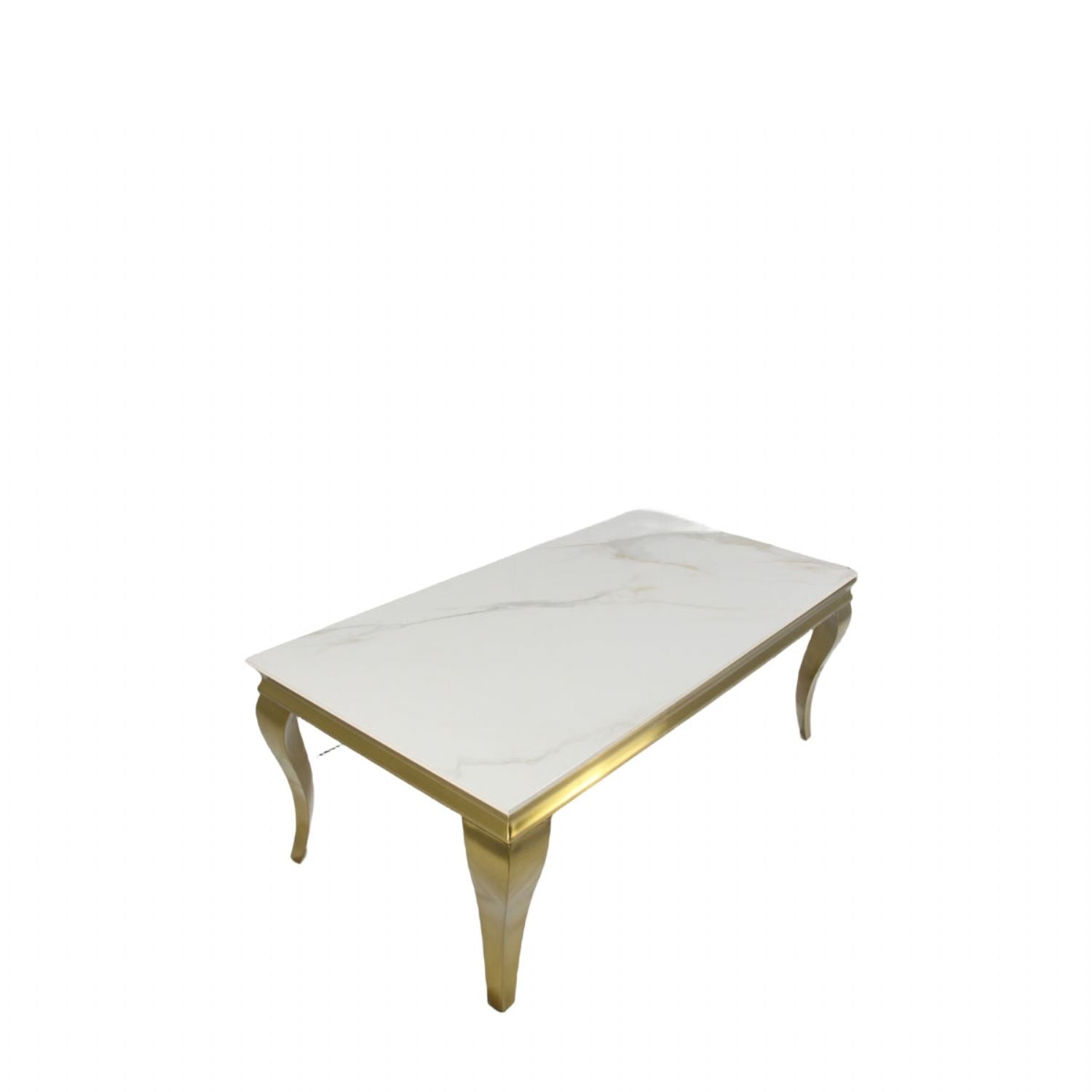 White Marble Effect Coffee Table with Gold Italian Style Frame