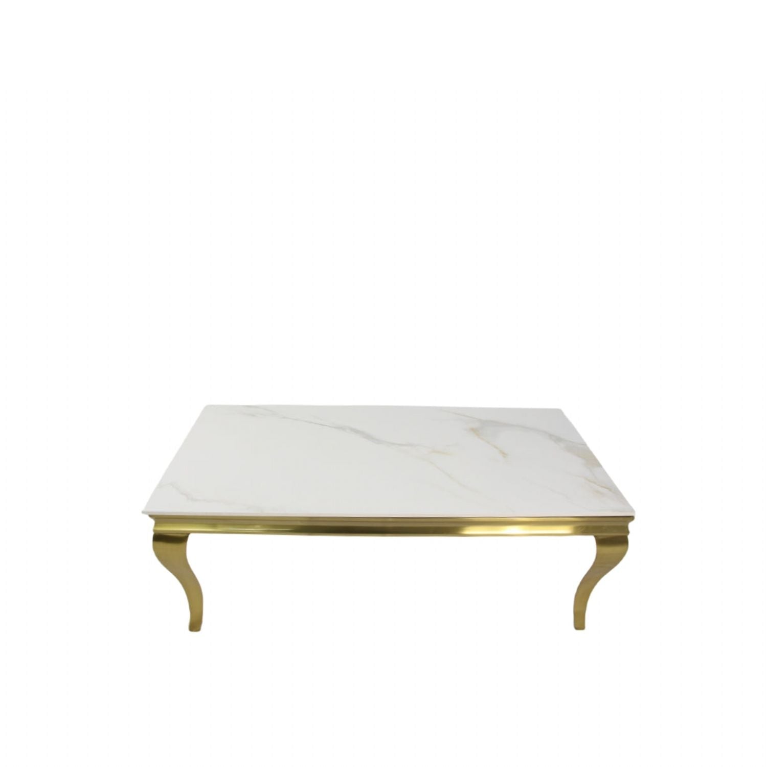 White Marble Effect Coffee Table with Gold Italian Style Frame