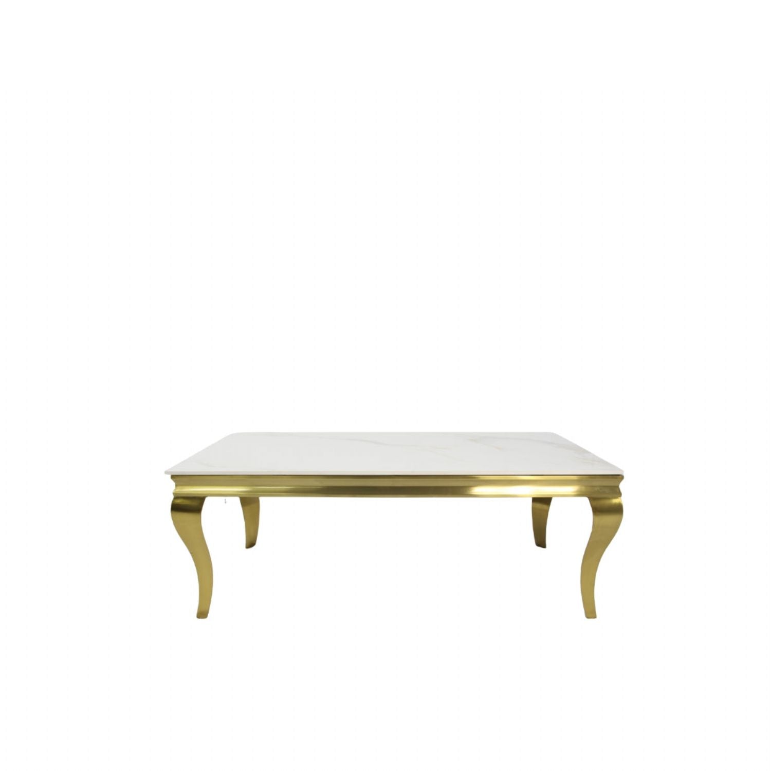 White Marble Effect Coffee Table with Gold Italian Style Frame