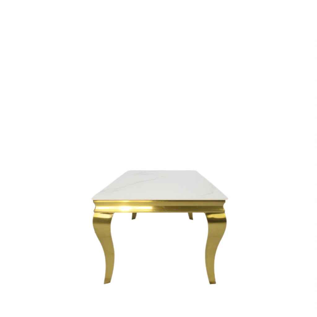 White Marble Effect Coffee Table with Gold Italian Style Frame