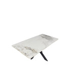 Grey Ceramic Coffee Table with Black Cross Pedestal Base