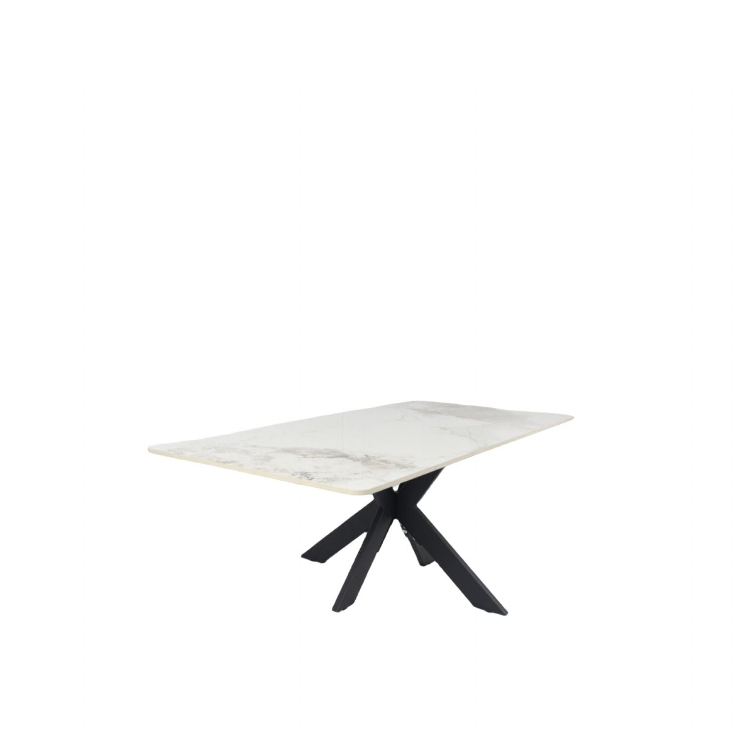 Grey Ceramic Coffee Table with Black Cross Pedestal Base