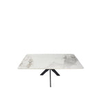 Grey Ceramic Coffee Table with Black Cross Pedestal Base