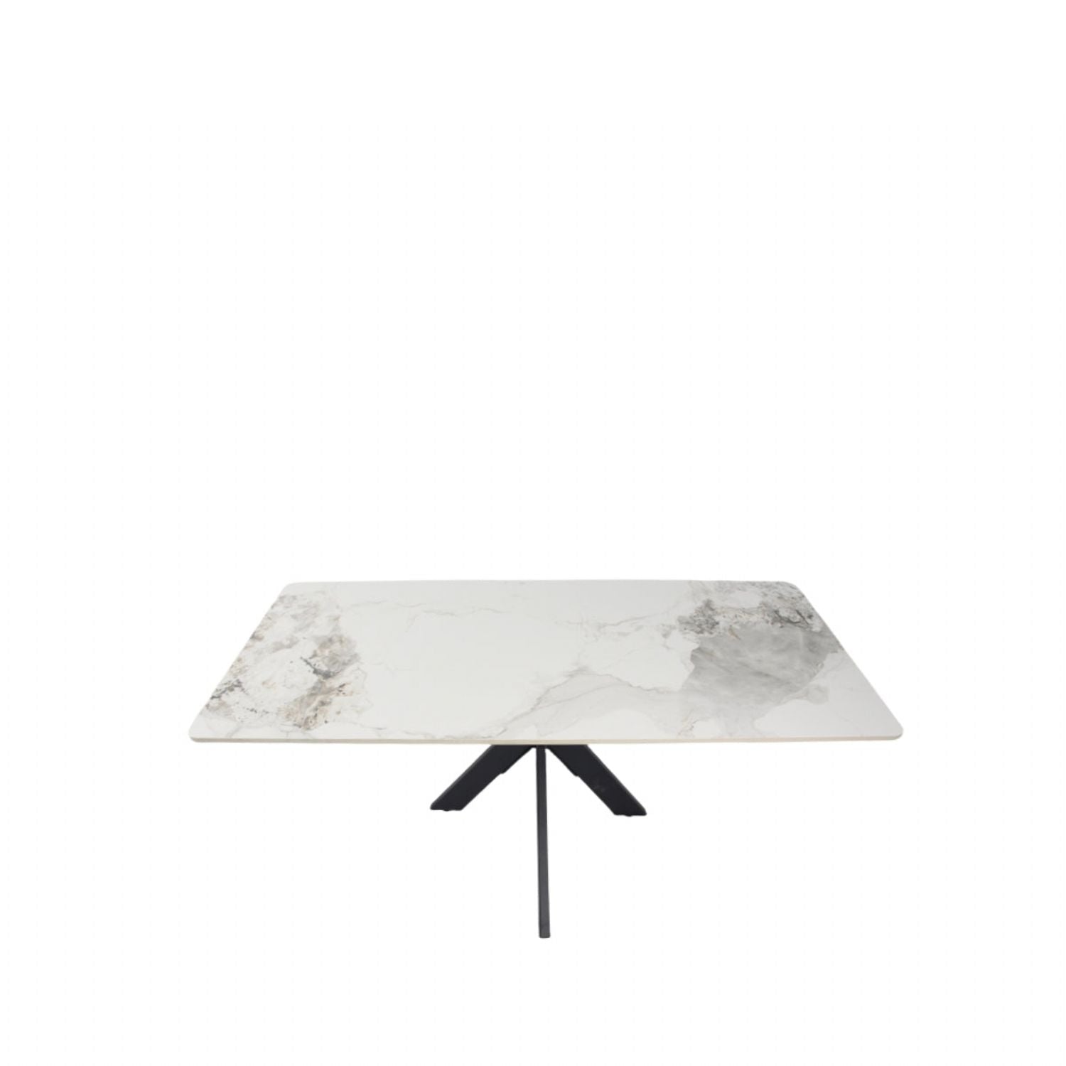 Grey Ceramic Coffee Table with Black Cross Pedestal Base