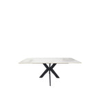 Grey Ceramic Coffee Table with Black Cross Pedestal Base