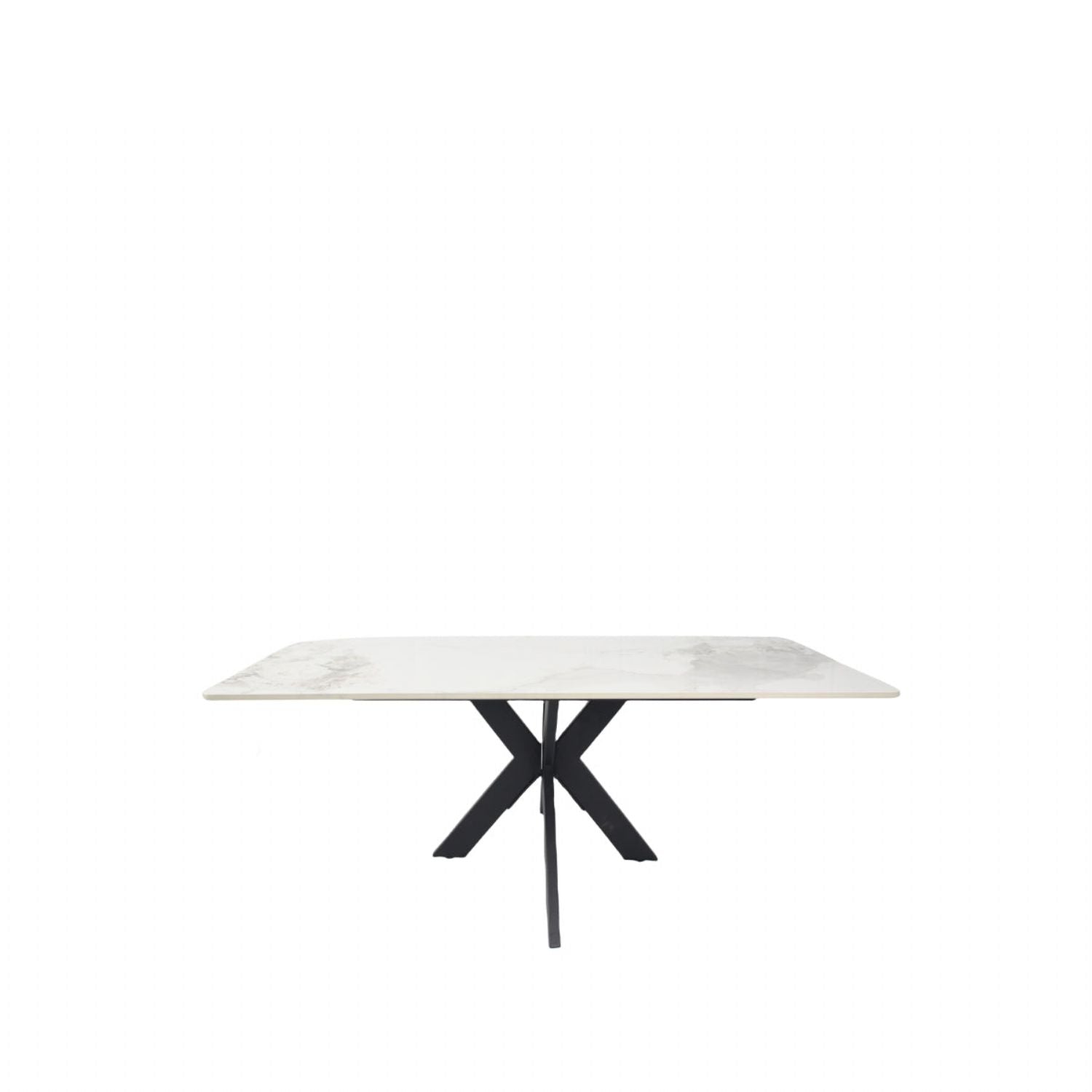 Grey Ceramic Coffee Table with Black Cross Pedestal Base