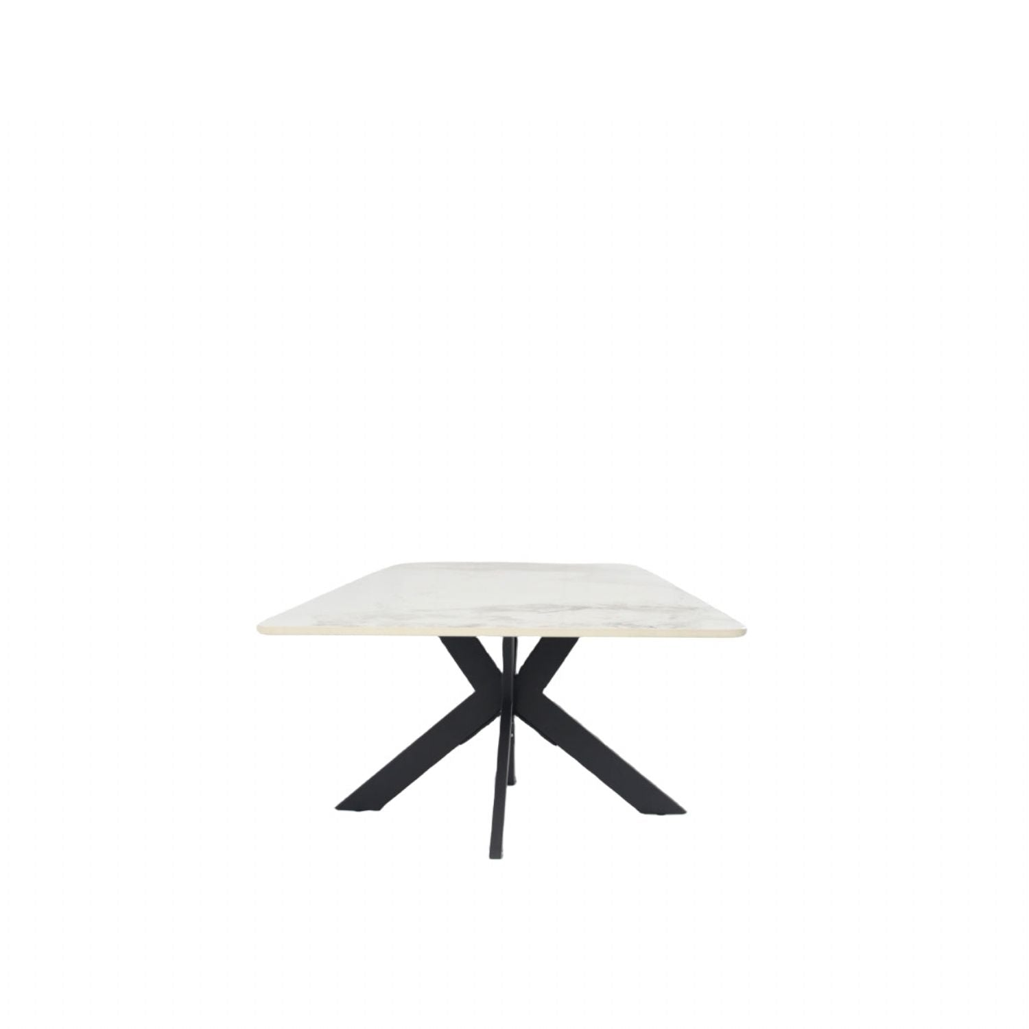 Grey Ceramic Coffee Table with Black Cross Pedestal Base