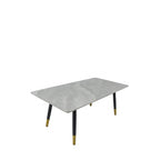 Grey Ceramic Coffee Table with Black Legs and Gold Accents