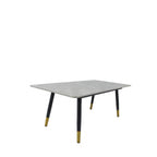 Grey Ceramic Coffee Table with Black Legs and Gold Accents