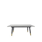 Grey Ceramic Coffee Table with Black Legs and Gold Accents