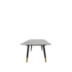 Grey Ceramic Coffee Table with Black Legs and Gold Accents