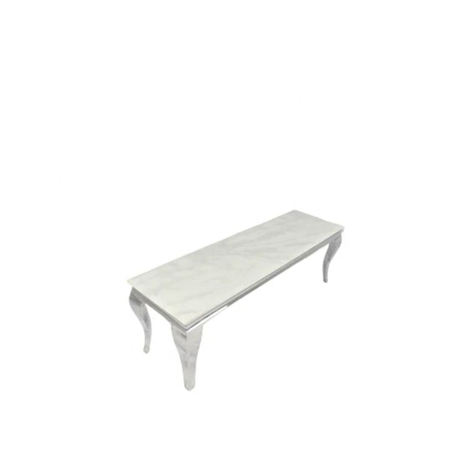 Italian Marble Top TV Stand with Polished Chrome Frame and Curved Legs