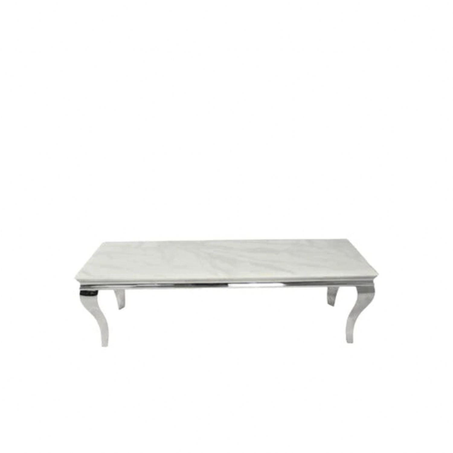 Italian Marble Top TV Stand with Polished Chrome Frame and Curved Legs