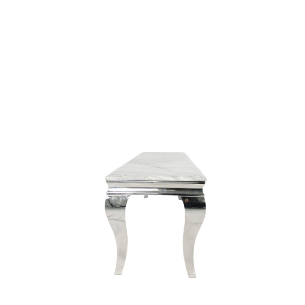 White Marble Effect Rectangular Console Table with Chrome Legs