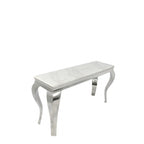 White Marble Effect Rectangular Console Table with Chrome Legs