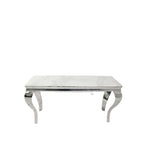 White Marble Effect Rectangular Console Table with Chrome Legs