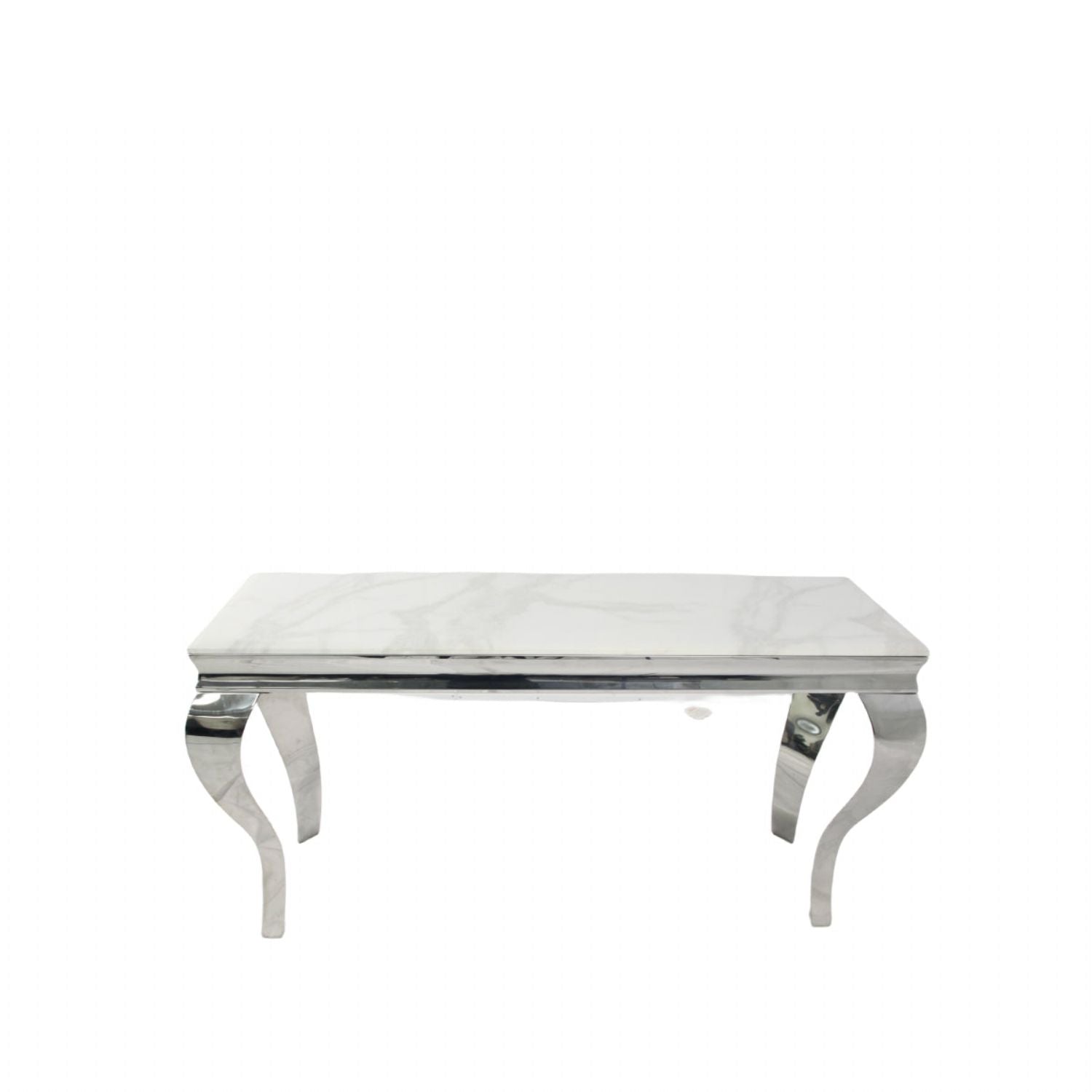 White Marble Effect Rectangular Console Table with Chrome Legs