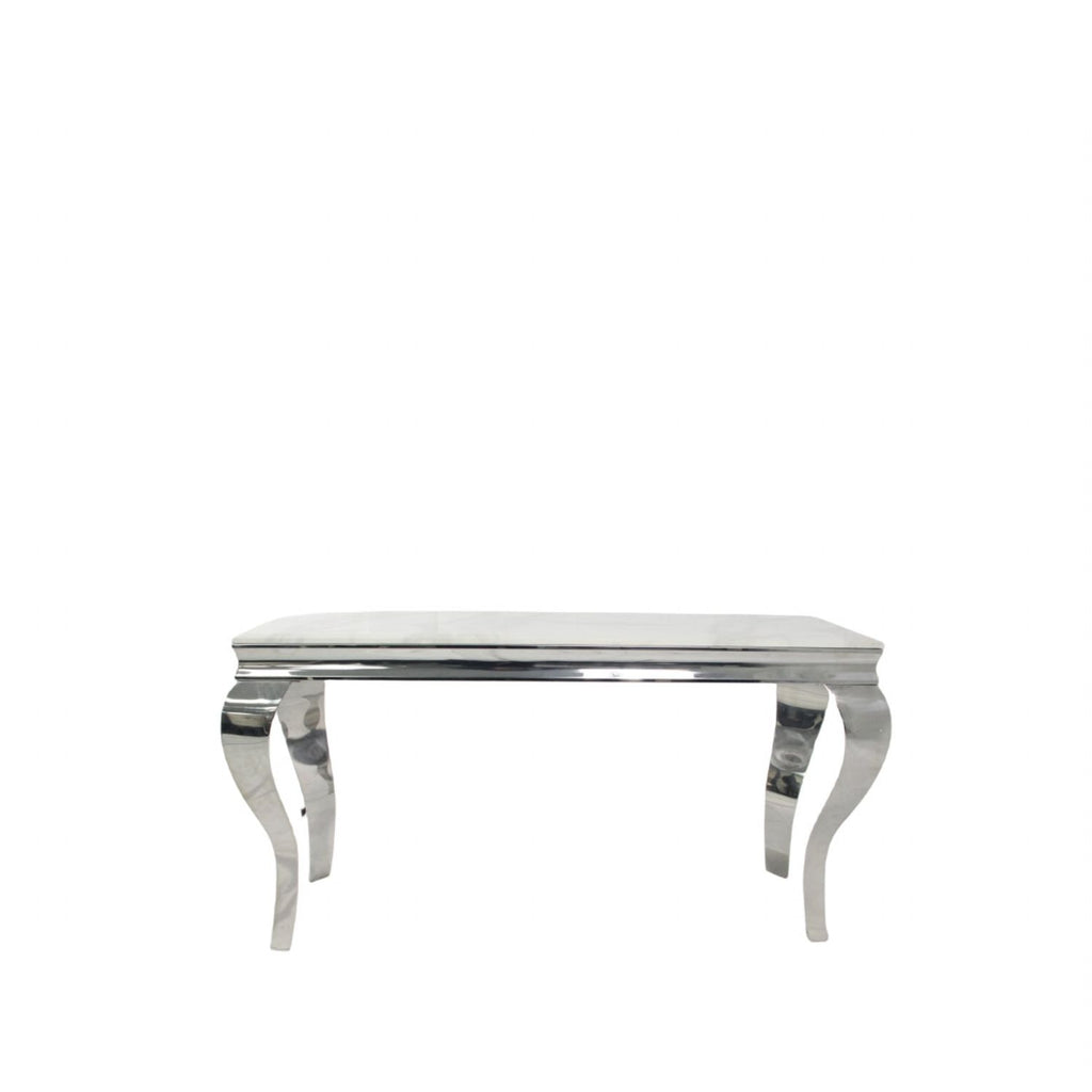 White Marble Effect Rectangular Console Table with Chrome Legs