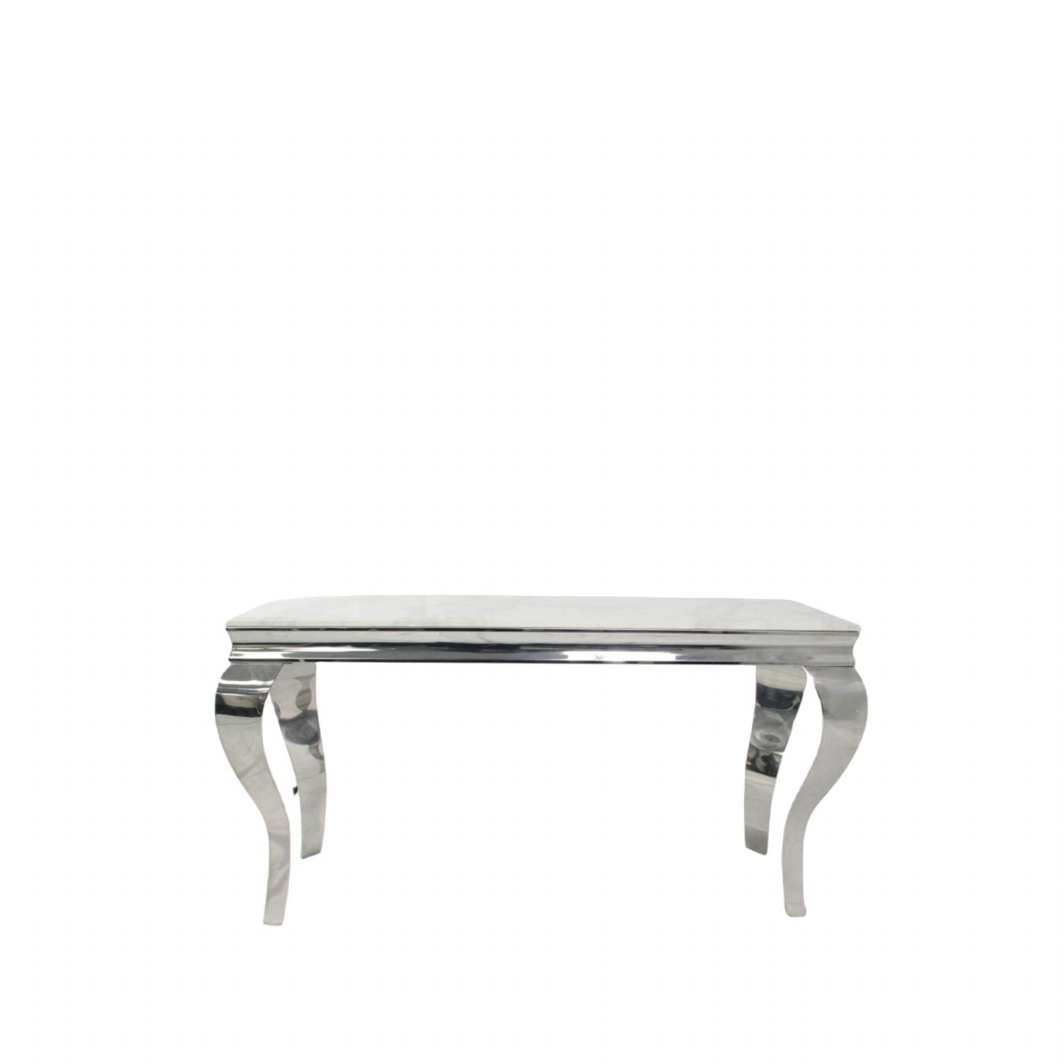 White Marble Effect Rectangular Console Table with Chrome Legs