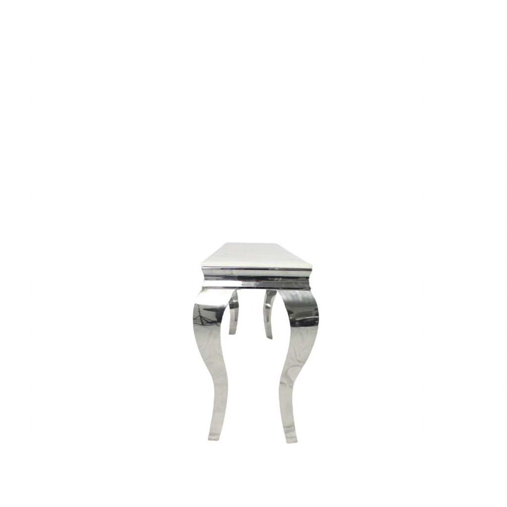 White Marble Effect Rectangular Console Table with Chrome Legs
