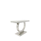 White Marble Effect 1.2m Console Table with Chrome Circular Pedestal Base